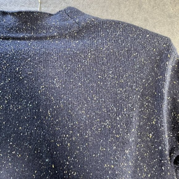 J Jill Cardigan Womens Medium Blue Speckled Duster One Button Botanical Boho - Picture 10 of 10